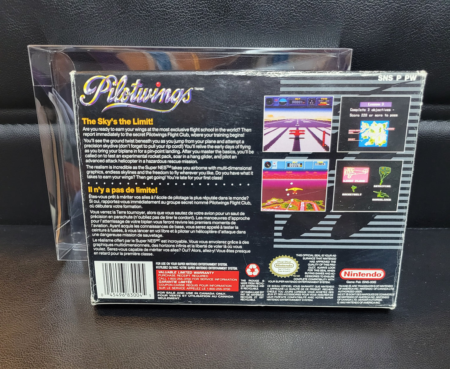 PILOT WINGS (SNES) - Super Nintendo Ent. 1990 Great Condition - CWB Box + Manual + Protector