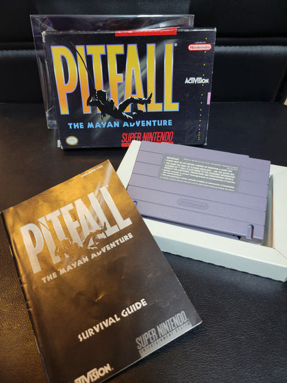 PITFALL: The Mayan Adventure (SNES) - Super Nintendo Ent. 1993 IMMACULATE Condition + PLASTIC Protector - (CIB)