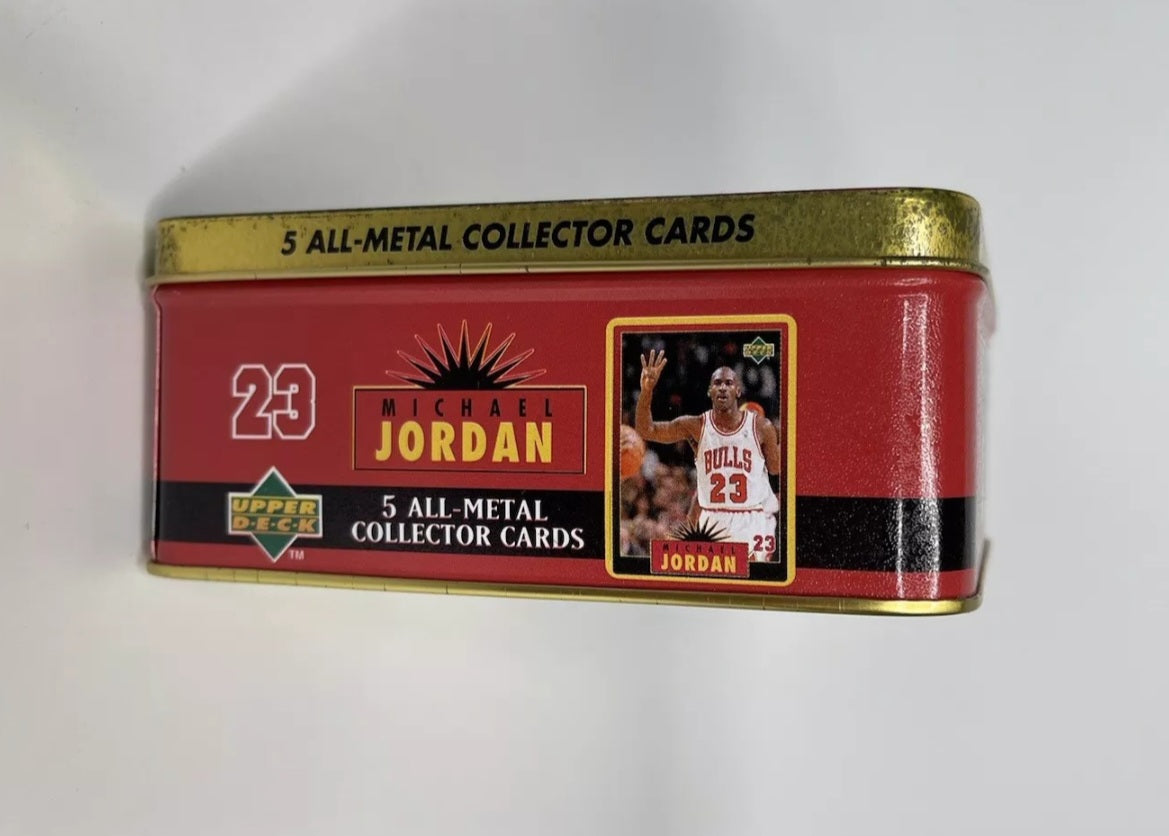 Michael Jordan 23 NBA Bulls 5 All-Metal Collector Card 1996 Upper Deck Tin w/Box