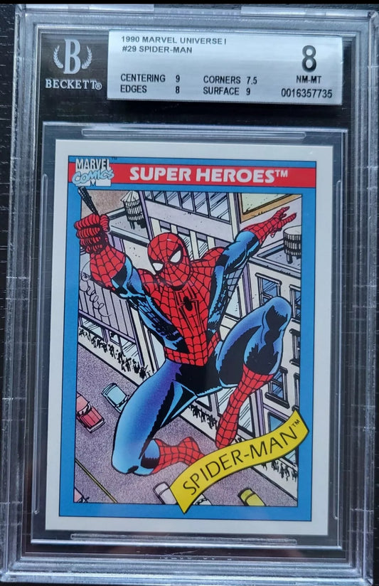 SPIDERMAN 1st Edition Marvel Card BGS NM 8 LOW POP #29 Extremely Rare Piece 🕸🕷