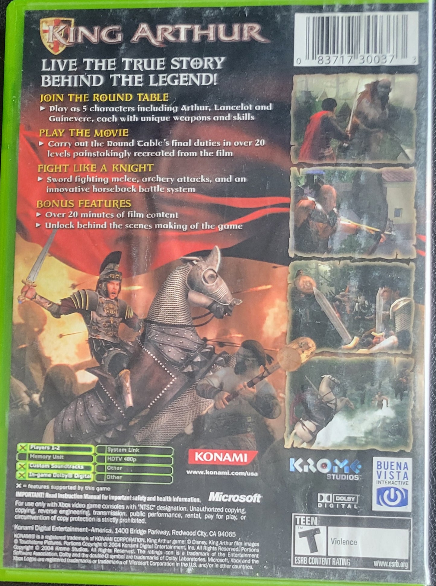 King Arthur - (CIB) OG Microsoft XBOX  Pre-Owned Great Shape Tested & Working CLEAN DISC