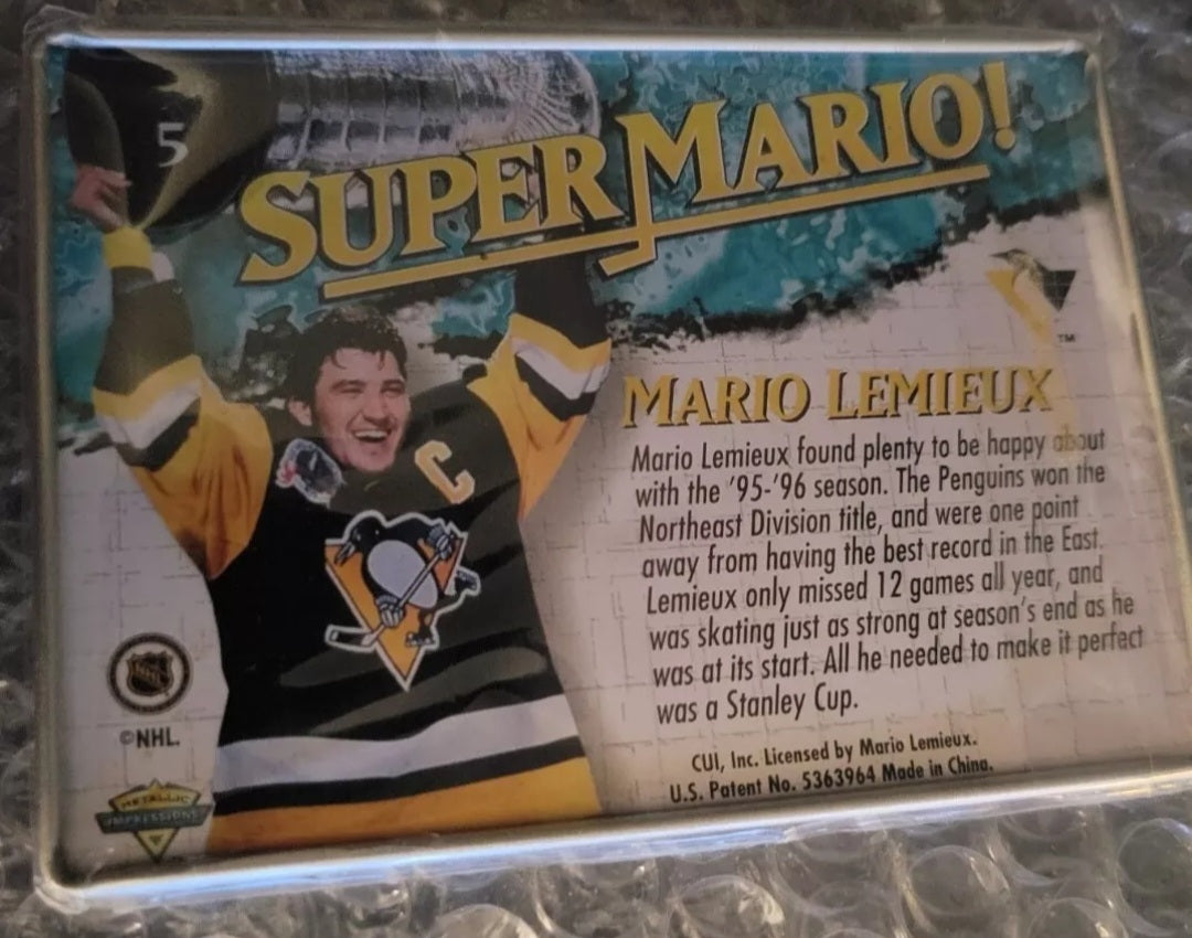 Super Mario Lemieux Metallic Trading Card COMPLETE Set Of 5 1996-97 SEALED