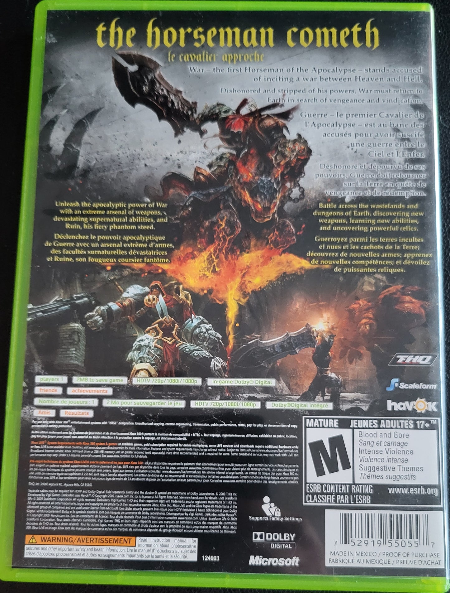 DARKSIDERS - Microsoft XBOX 360 - CIB Pre-Owned Great Shape CLEAN DISC Tested & Working