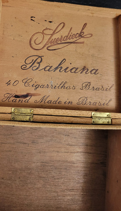 Early 1900 Brazilian SUERDIECK CIGARILLOS Box HAND MADE WOOD Cigar Case *Rare*