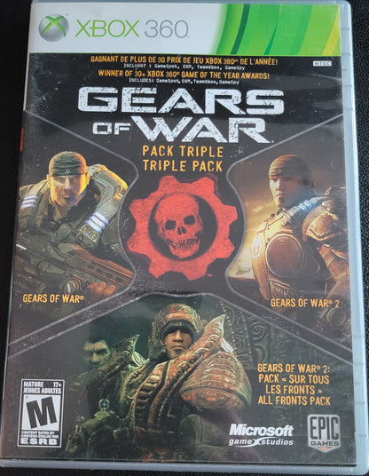 Gears Of War Triple Pack - Microsoft XBOX 360 - MINT CIB Pre-Owned Great Shape Tested & Working