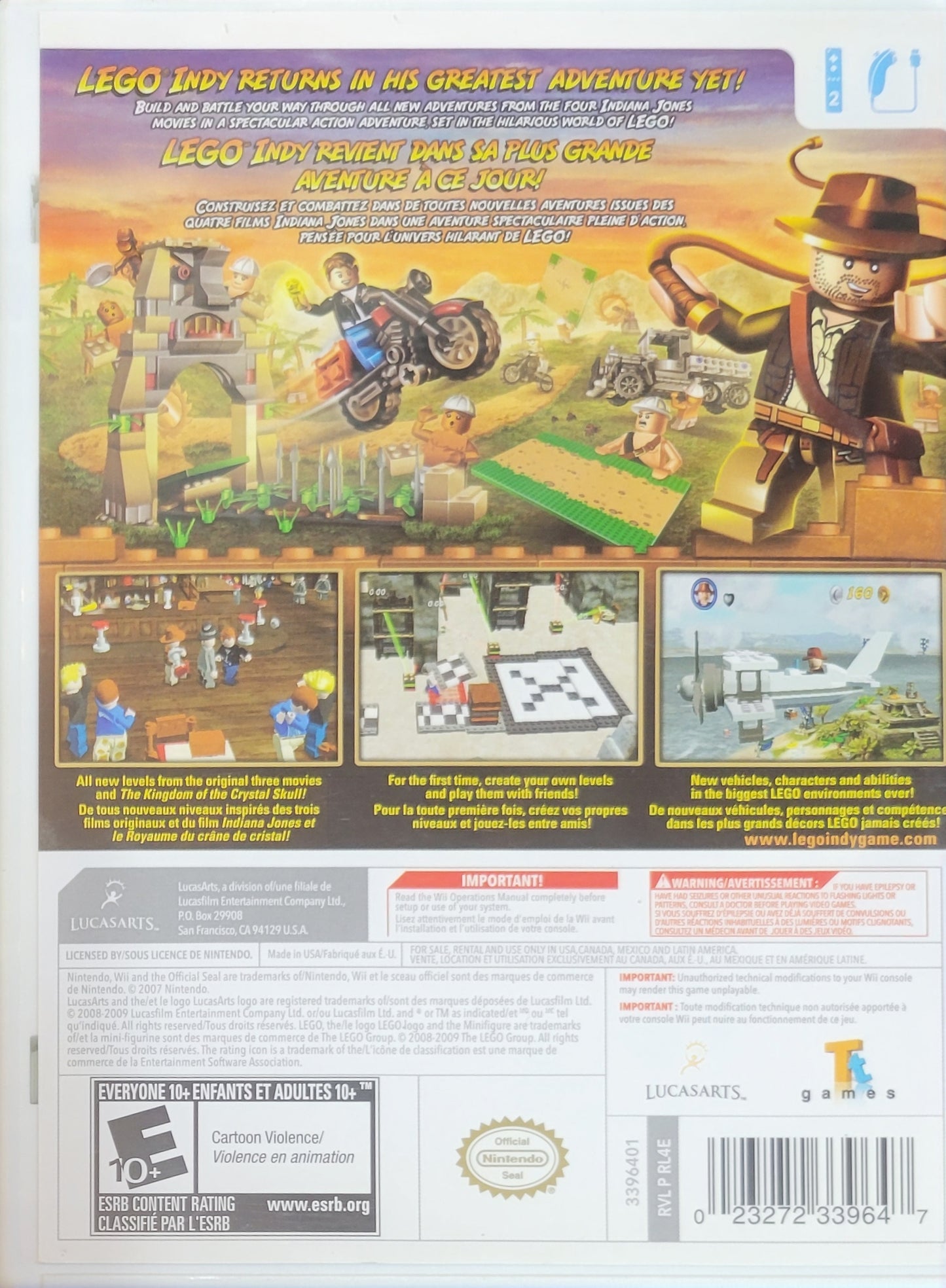 Lego Indiana Jones 2: The Adventure Continues – Nintendo Wii CIB – RE-SEALED + Like New