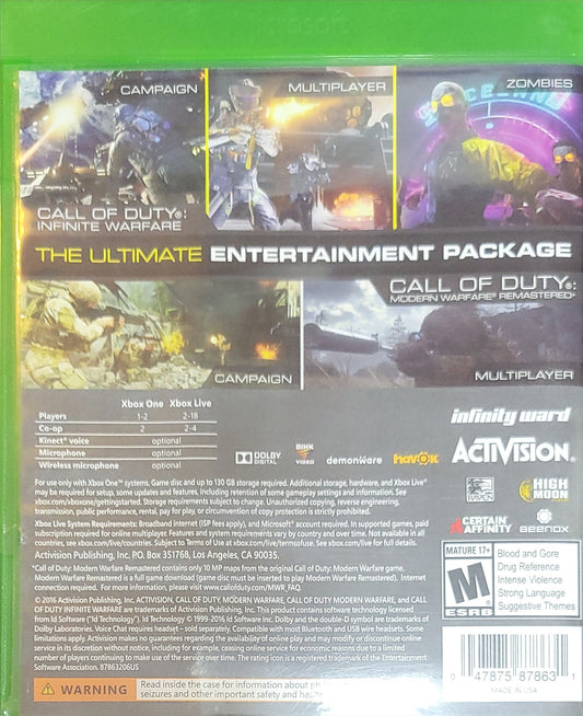 Call of Duty: Infinite Warfare + Modern Warfare Remastered Legacy Edition – Microsoft Xbox One CIB – Pre-Owned – RE-SEALED (2016)