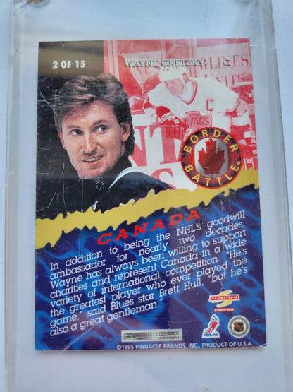 1995 Wayne Gretzky Pinnacle Border Battle NHL Hockey Card 2 Of 15 Great Condition Heavy Duty Screw Protection Included Smoke / Pet Free Home