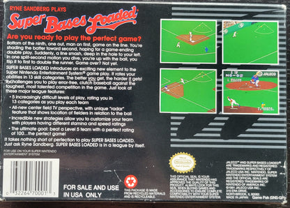 SUPER BASES LOADED CWB Complete With Box - SNES - Super Nintendo Ent. System NTSC Cartridge + Plastic Protector