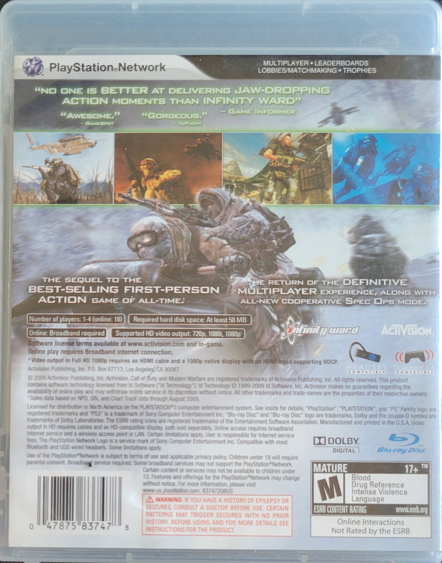 Call Of Duty 2: Modern Warfare - 2013 Sony PlayStation 3 PS3 Pre-Owned Great Shape Tested & Working