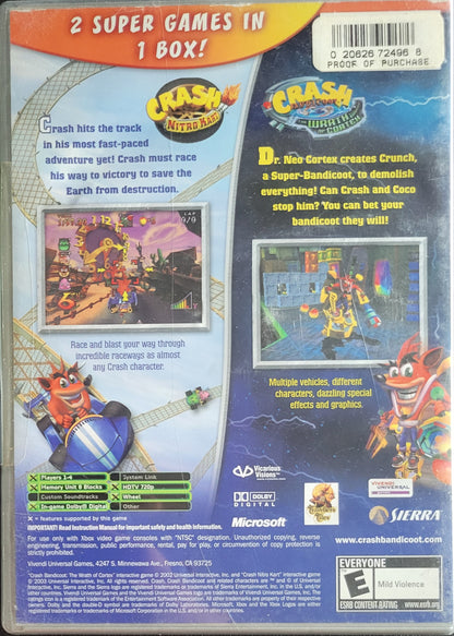 Crash Bandicoot Super Pack x2 Games! (CIB) OG Microsoft XBOX  Pre-Owned Great Shape Tested & Working CLEAN DISC
