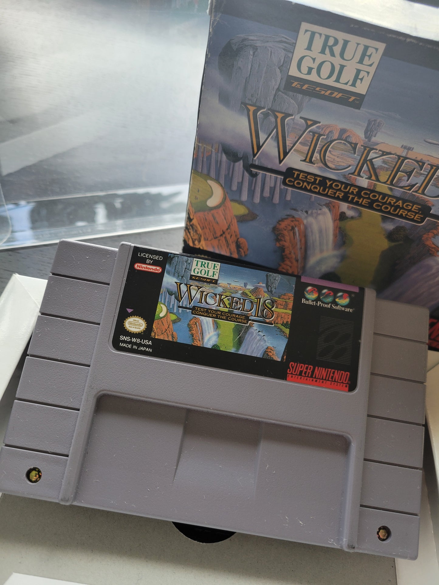 Authentic WICKED 18 CWB Complete With Box - SNES - Super Nintendo Ent. System NTSC Cartridge + Plastic Protector