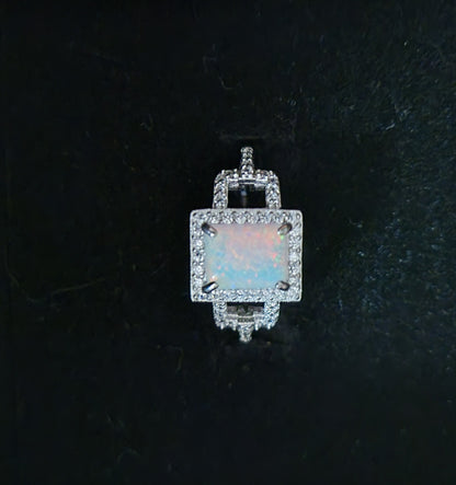 Dazzling Antique Diamond Encrusted Opal Ring Hand Crafted Sterling Silver