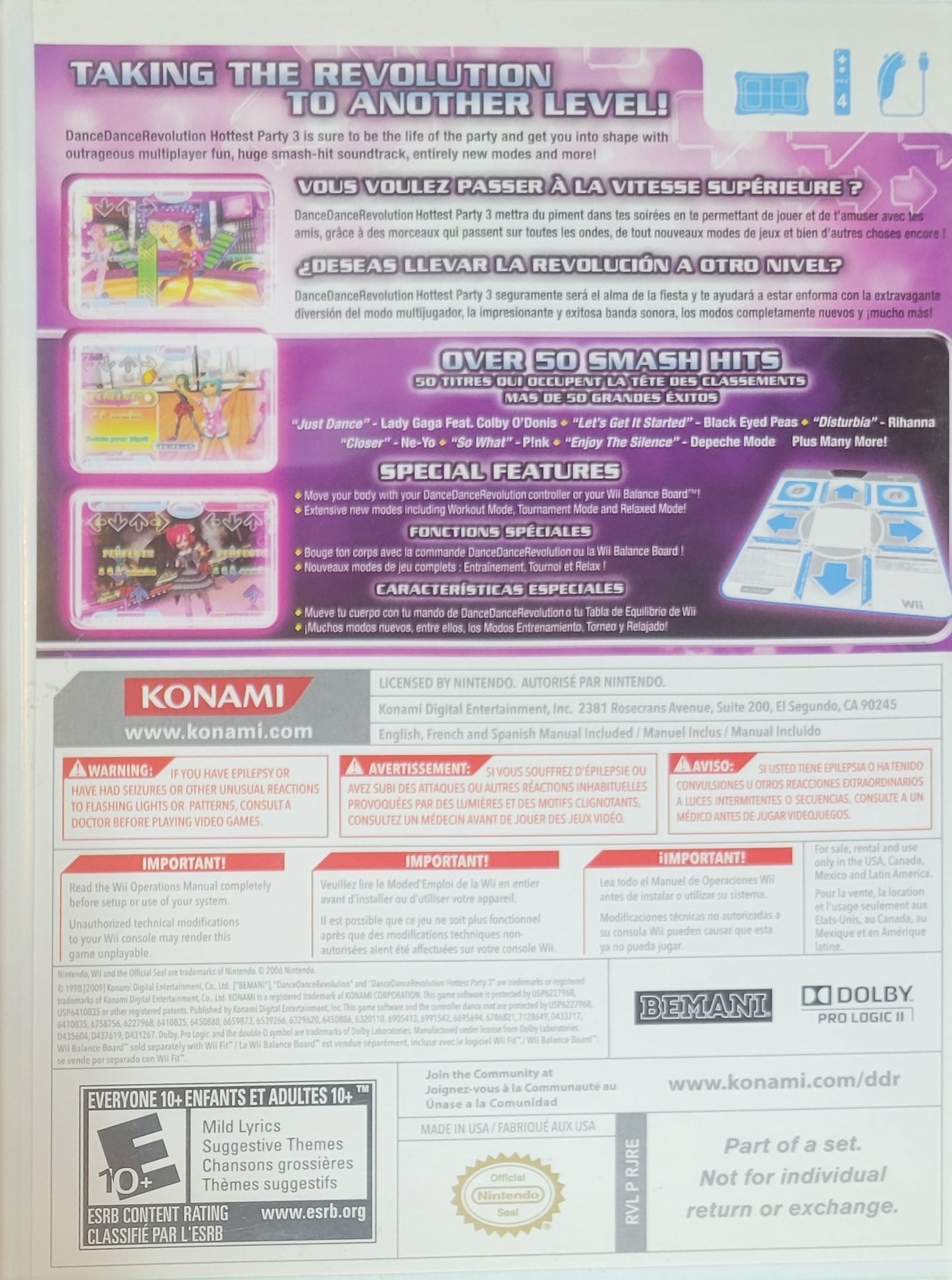 Dance Dance Revolution Hottest Party 3 – Nintendo Wii – CIB – Clean Disc