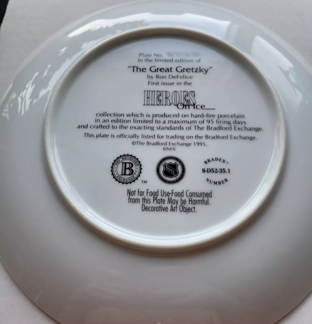 95 WAYNE GRETZKY Limited Edition Signed Porcelain Plate COMPLETE IN BOX + INSERT