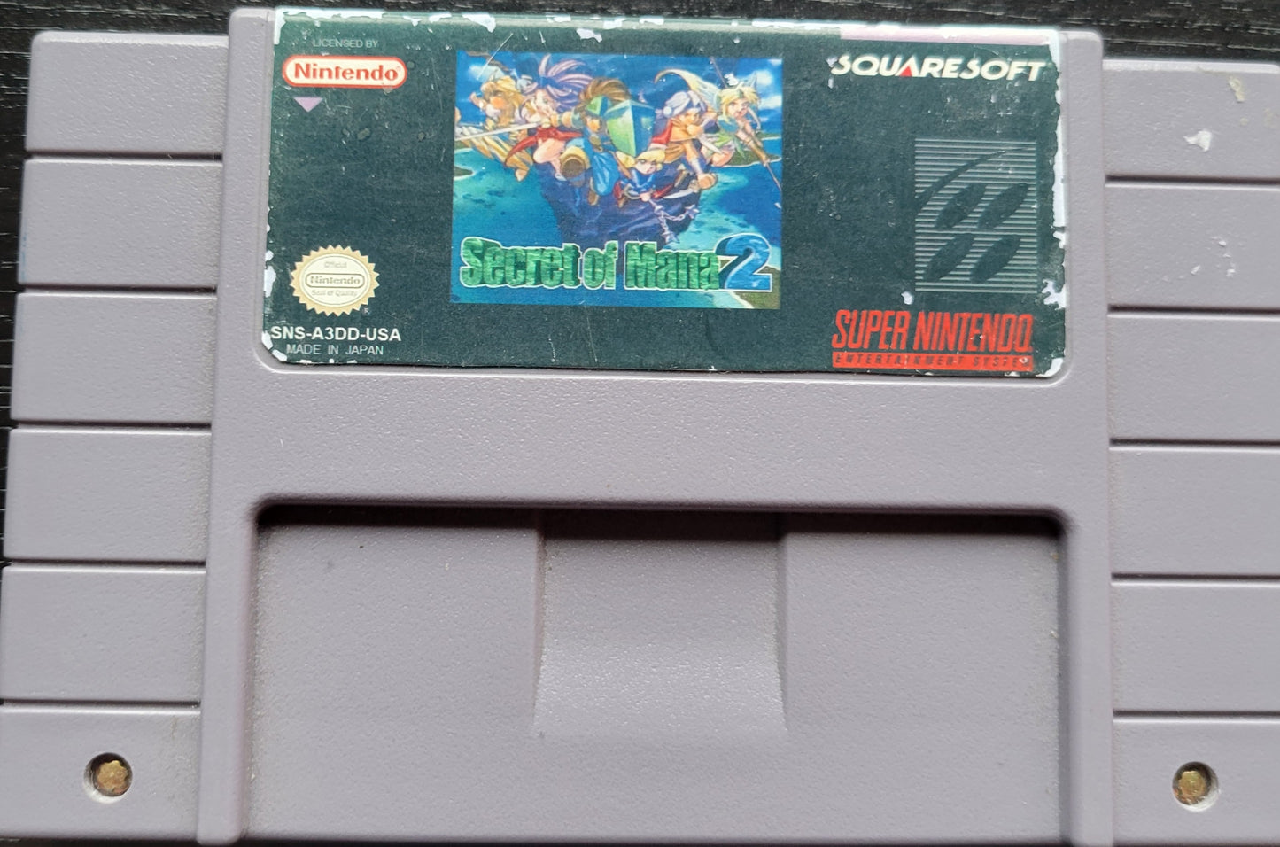 Authentic Secret Of Mana 2 - SNES - Super Nintendo Ent. System 1995 NTSC Cartridge + Protector MINT