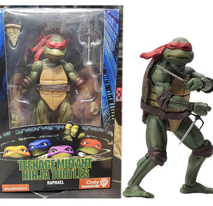 7" NECA Ninja Turtles 1990 Movie TMNT Teenage Movable Toys Mutant Action Figure Weapons + Pizza Included COWABUNGA DUDES!