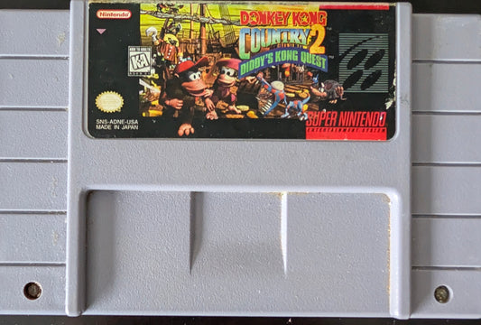 Authentic Donkey Kong Country 2: Diddy Kongs Quest - SNES - Super Nintendo Ent. Cartridge + Protector MINT