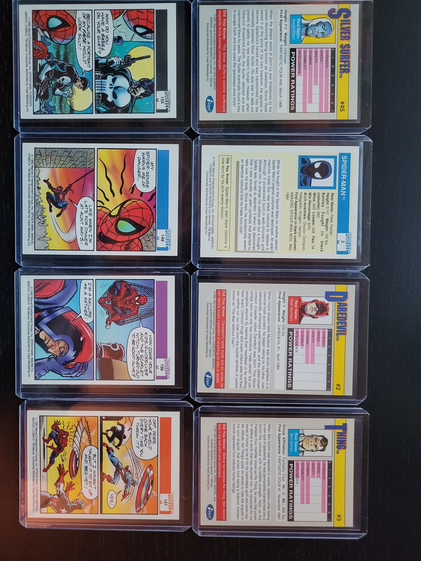 1st EDITION Marvel Cards 90 91 Only Super Rare Base Set Spider-Man Captain America Punisher Silver Surfer First Time Ever Seen On Cards!