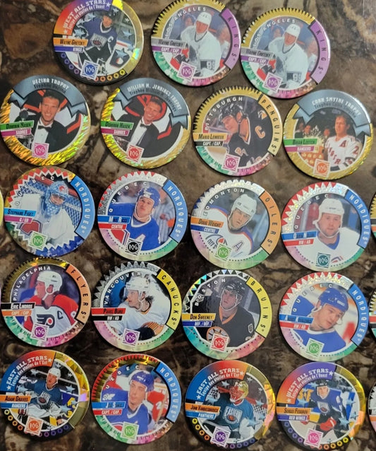 ULTRA RARE 1st EDITION BIG NAMES ORIGINAL MILK CAP POGS SET OF 25 GRETZKY ALL STARS