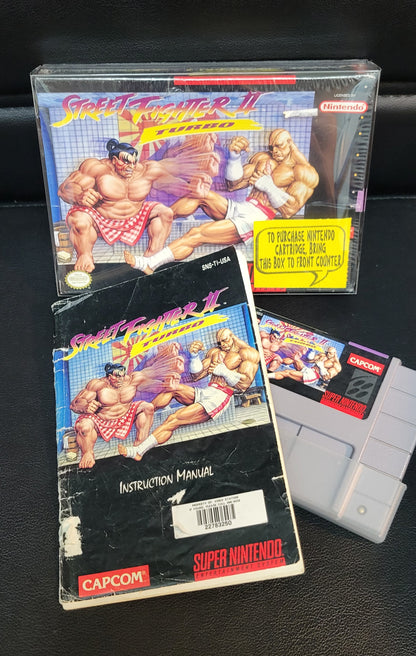 Authentic 1 Of a Kind SEALED 1992 STREET FIGHTER 2 TURBO Video Store Copy!!! SNES Cartridge (Super Nintendo Ent System) CIB Complete In Box + Instructions Immaculate Original Condition