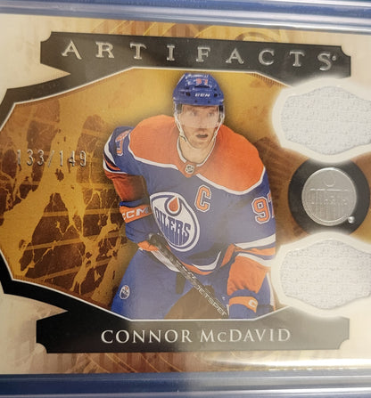 2023 - 24 CONNOR MCDAVID  #'d 133/149 UD Upper Deck Artifacts 101 DUAL PATCH INSERT MINT