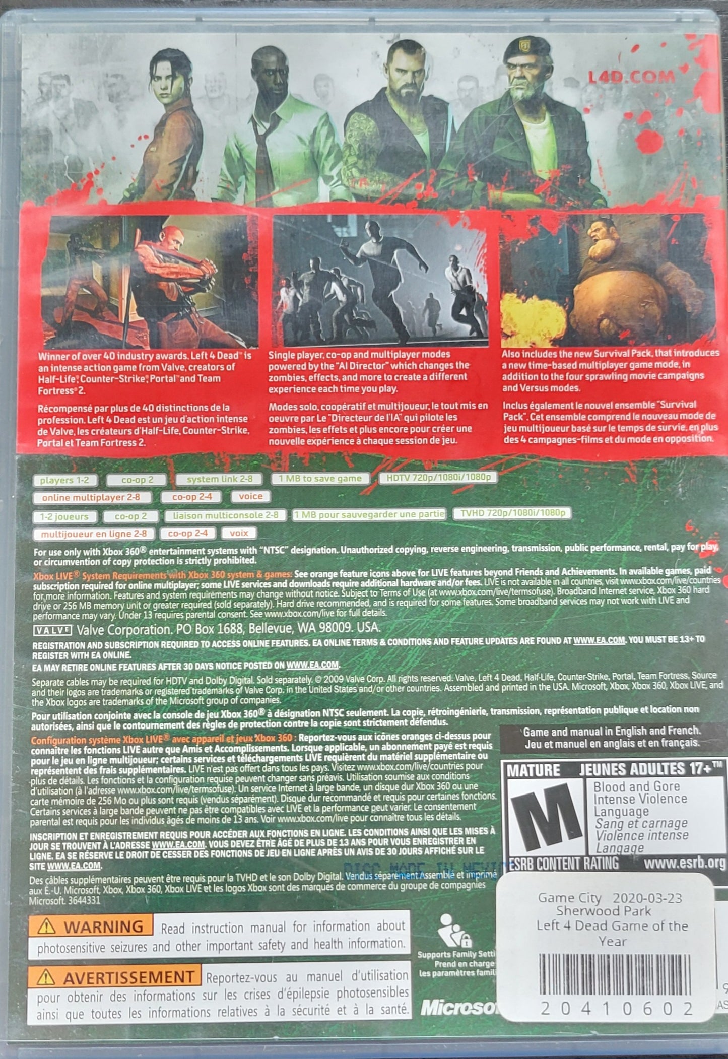 Left For Dead: Game Of The Year Edition - Microsoft XBOX 360 - CIB Pre-Owned Great Shape Tested & Working