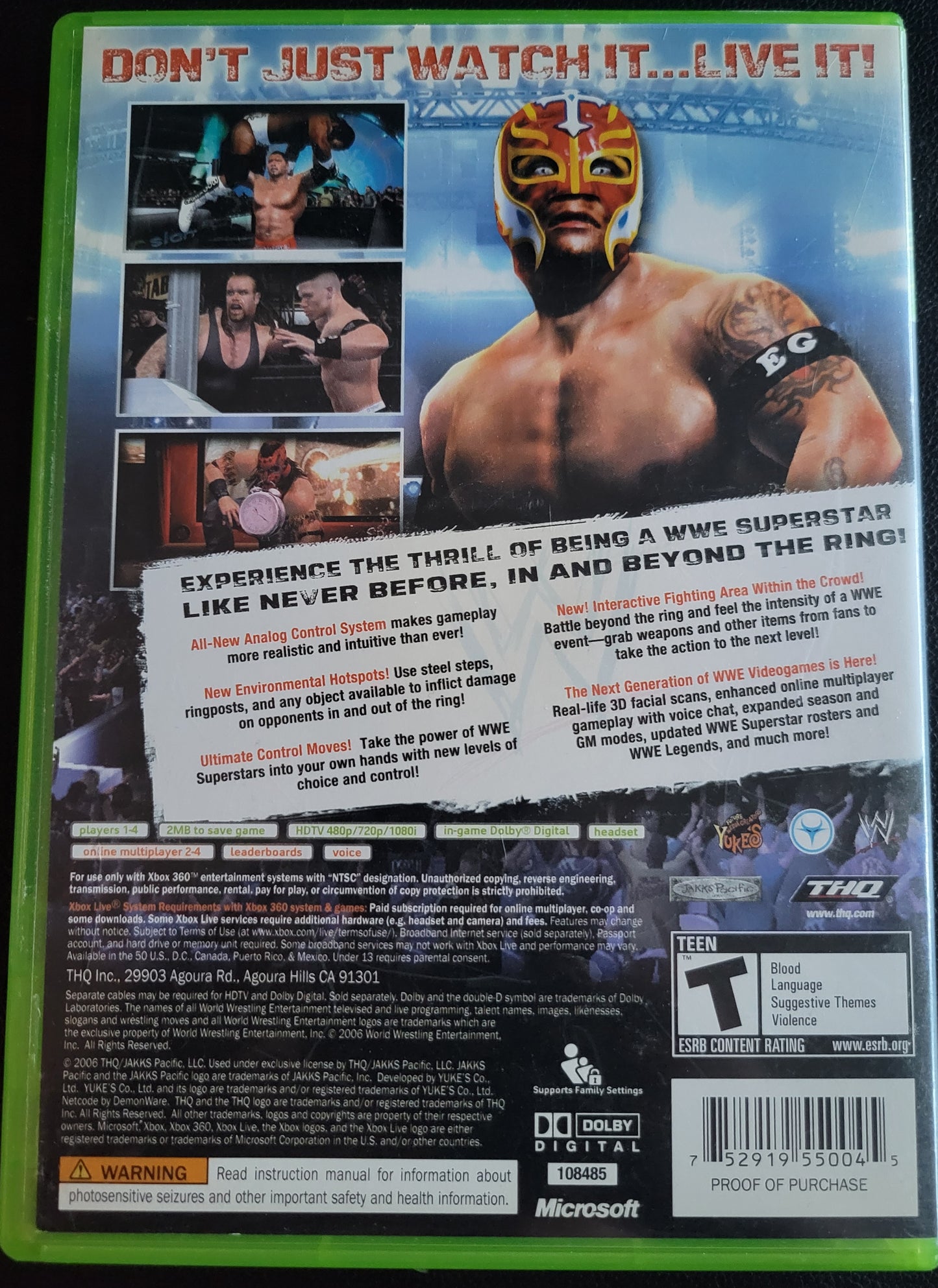 SMACKDOWN Vs RAW 2007 - Microsoft XBOX 360 - CLEAN DISC Pre-Owned Great Shape Tested & Working