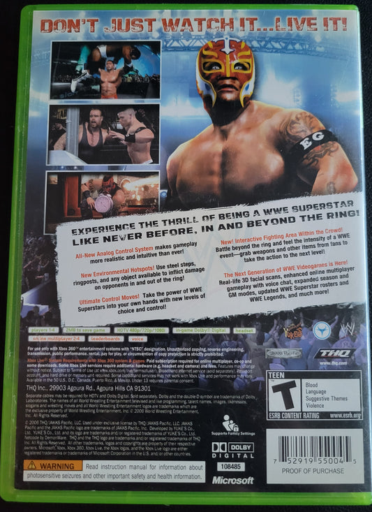 SMACKDOWN Vs RAW 2007 - Microsoft XBOX 360 - CLEAN DISC Re-Sealed Great Shape Tested & Working