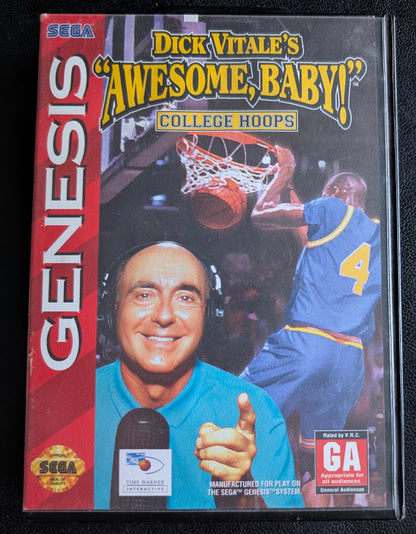 Dick Vitale's "Awesome, Baby!" College Hoops - CIB + Poster & Hang Tab (Sega Genesis) | 1994 | Sports Basketball