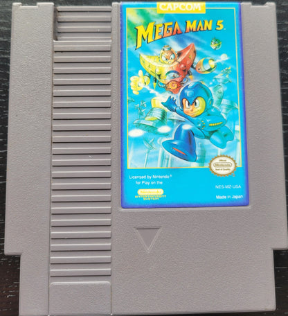 RARE MEGA MAN 5 - Authentic NES (Nintendo Entertainment System 1983) 72 Pin 8 Bit Video Game Cartridge + Sleeve