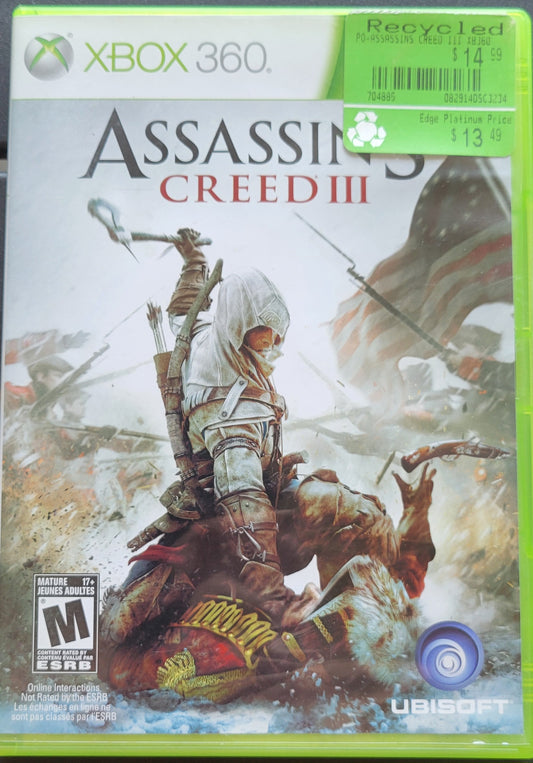 Assassin's Creed 3 Microsoft XBOX 360 - CIB Pre-Owned Great Shape Tested & Working