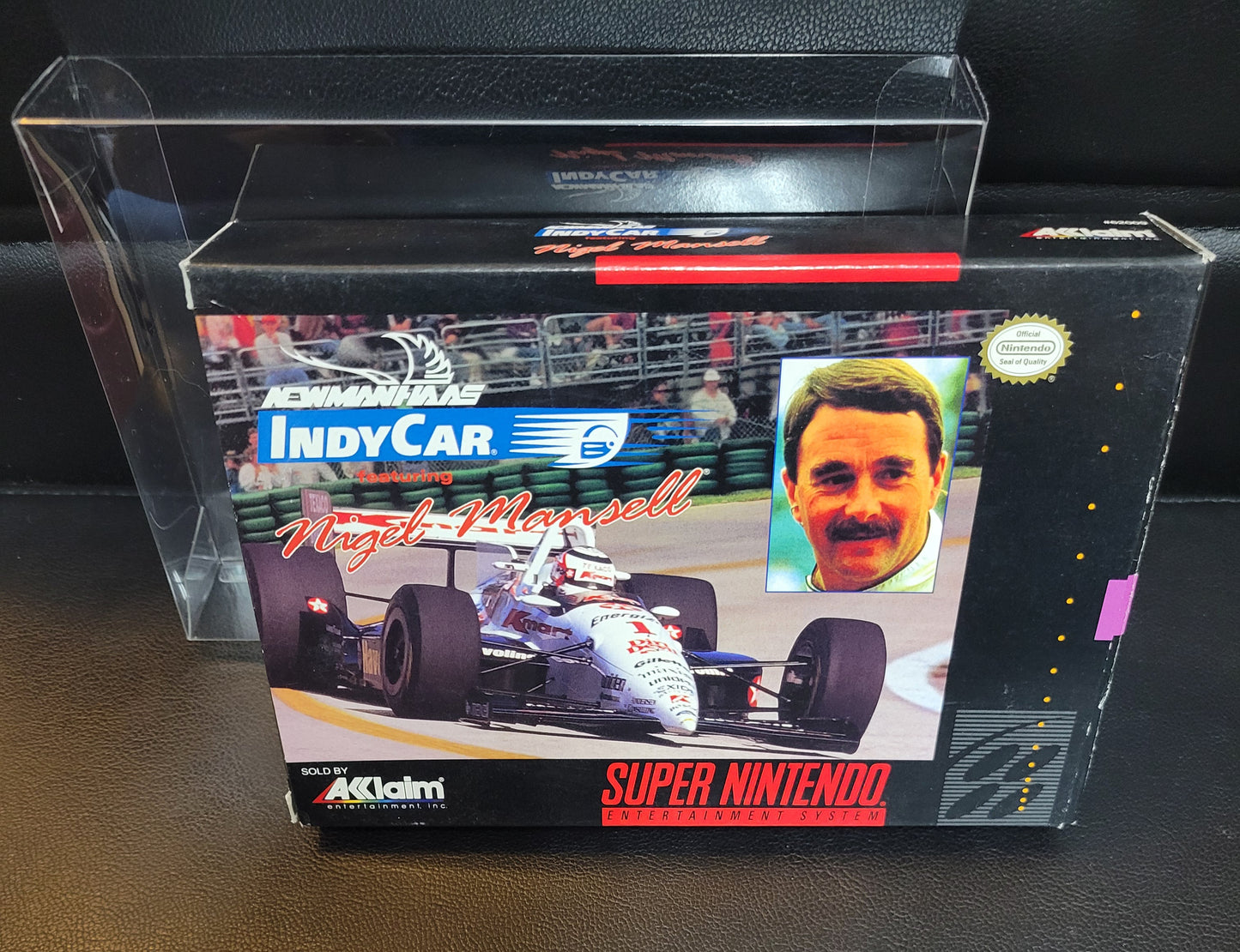 Newman Haas IndyCar Feat. Nigel Mansell (SNES) - Super Nintendo Ent. 1994 IMMACULATE Condition - FACTORY PLASTIC (REAL CIB)