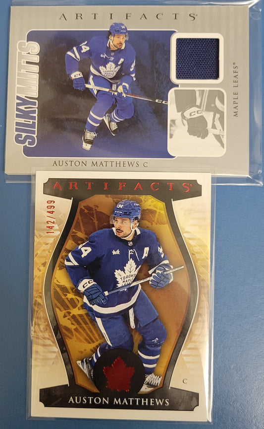 #'d 142/499 2023 24 SILKY MITTS AUSTON MATTHEWS Artifacts SM-AM MINT + FREE Limited Insert 142/199!