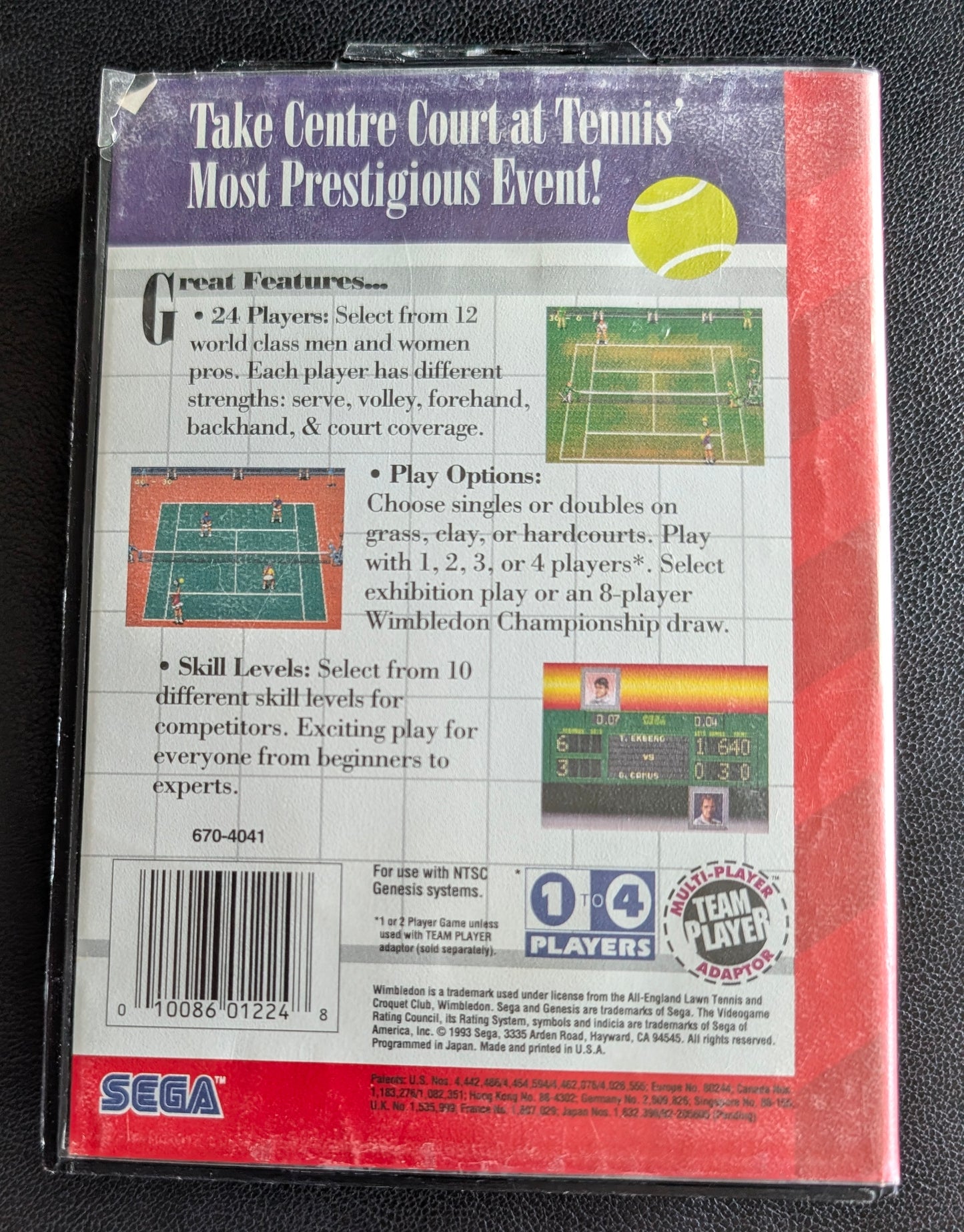 Wimbledon Championship Tennis - Boxed CIB with Hang Tab (Sega Genesis) | 1993 | Sports / Tennis