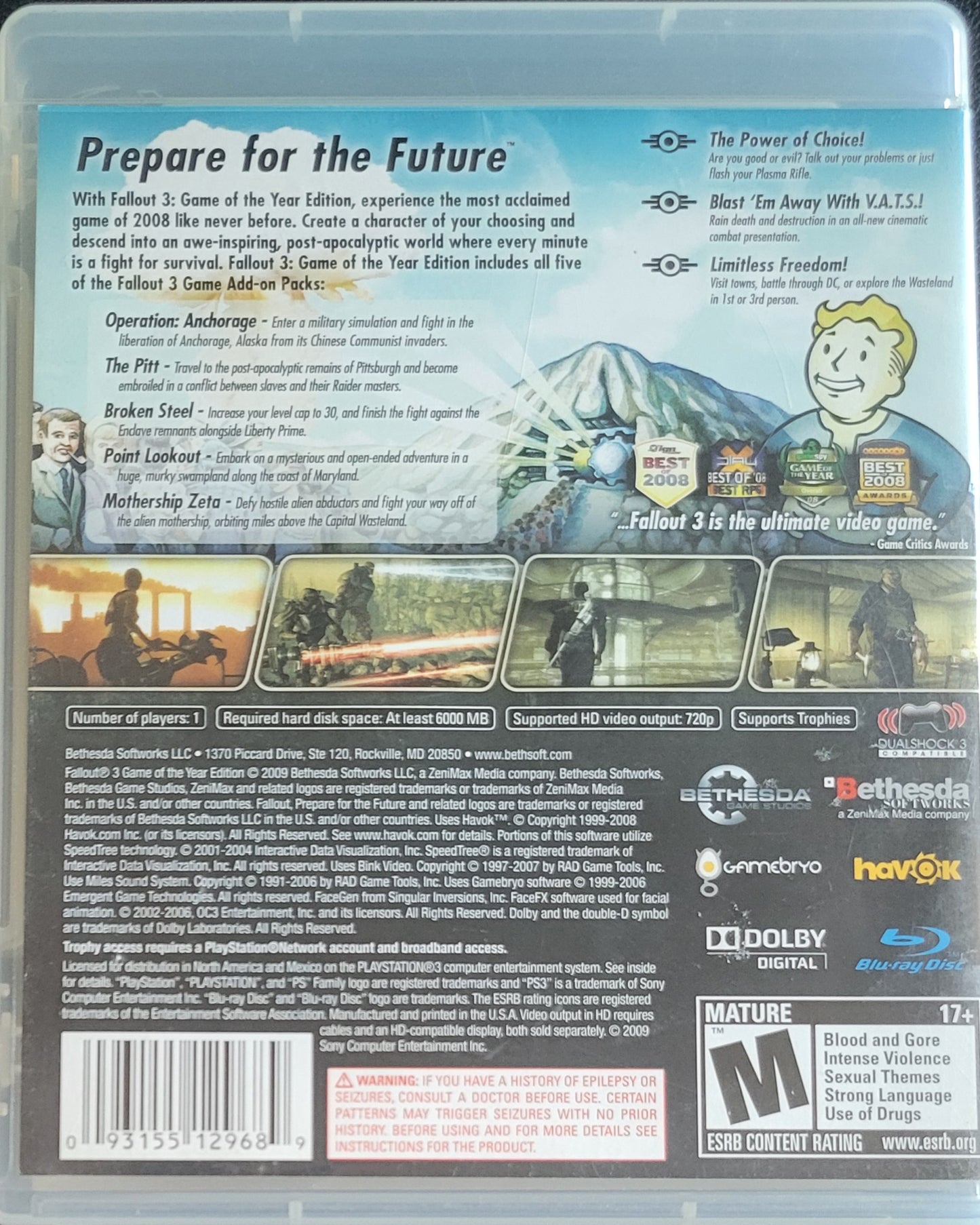 Fallout 3 Game Of The Year Edition (CIB) – Sony PlayStation 3 PS3 – Tested & Working