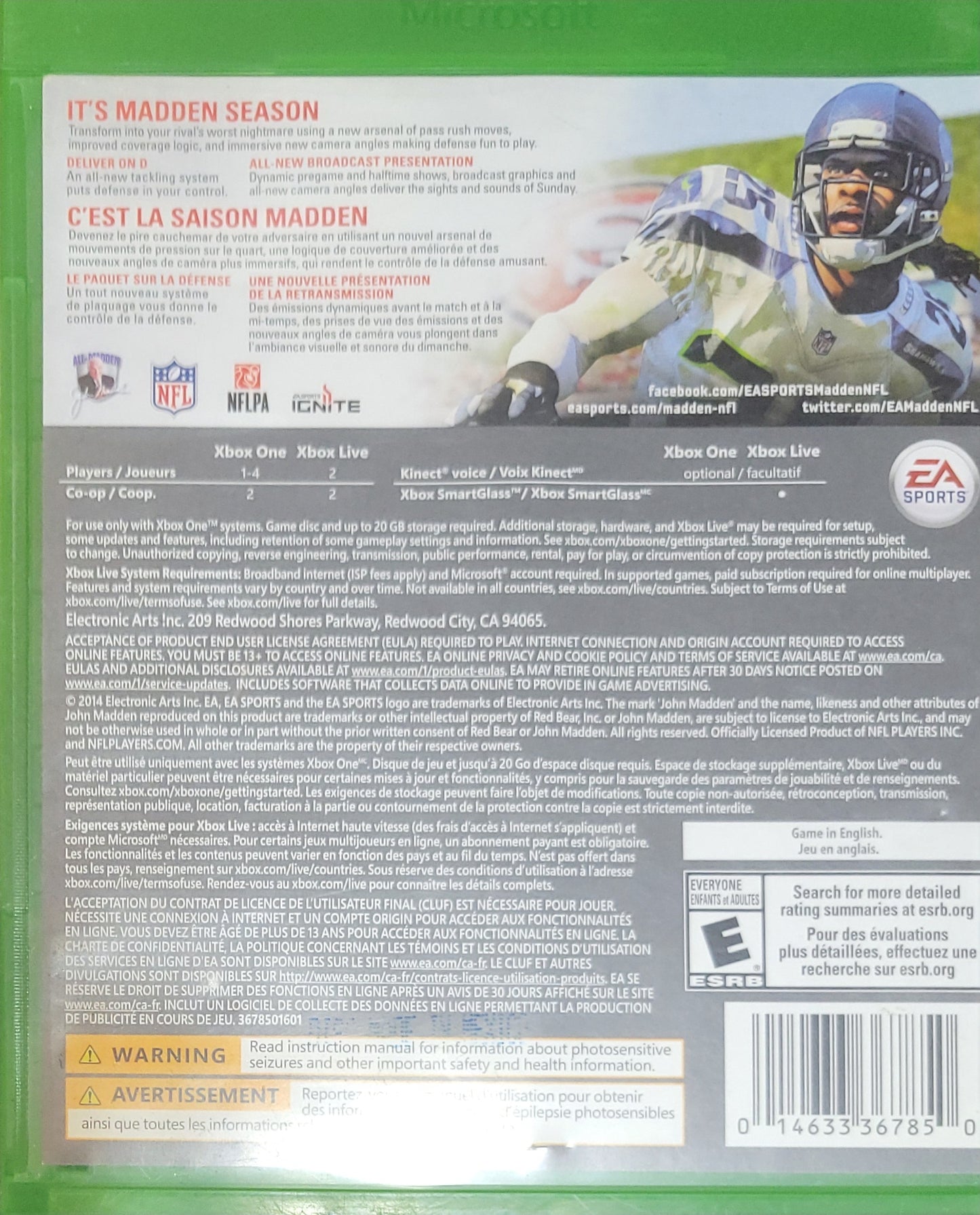 Madden NFL 15 – Microsoft Xbox One CIB – Pre-Owned – RE-SEALED (2014)