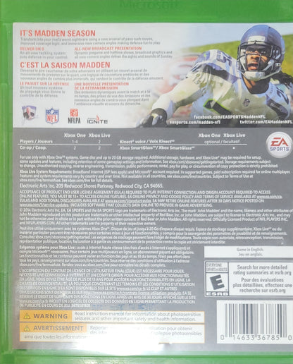 Madden NFL 15 – Microsoft Xbox One CIB – Pre-Owned – RE-SEALED (2014)