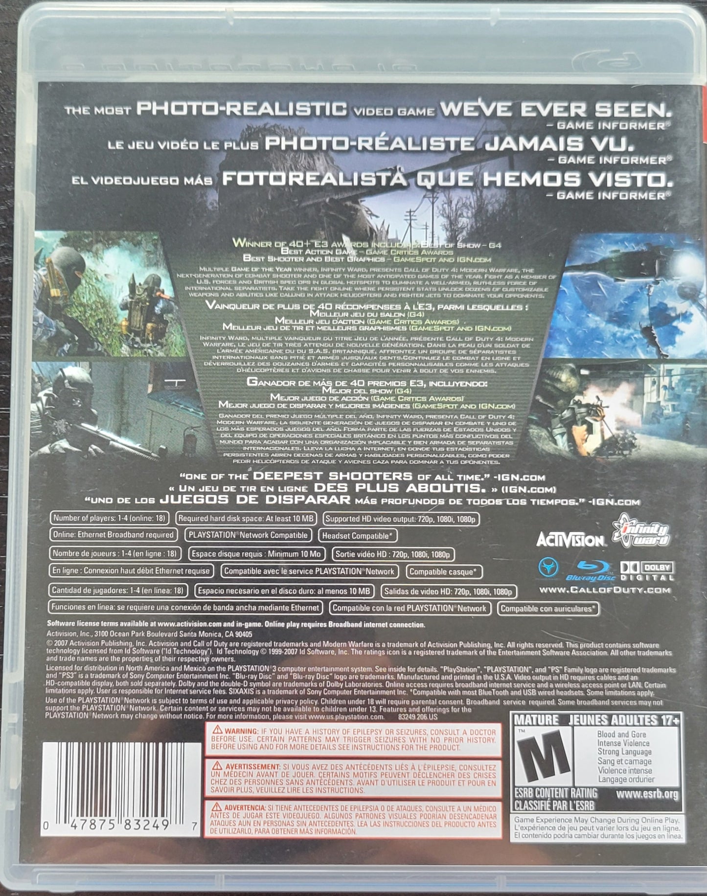 Call Of Duty 4: Modern Warfare - 2013 Sony PlayStation 3 PS3 Pre-Owned Great Shape Tested & Working