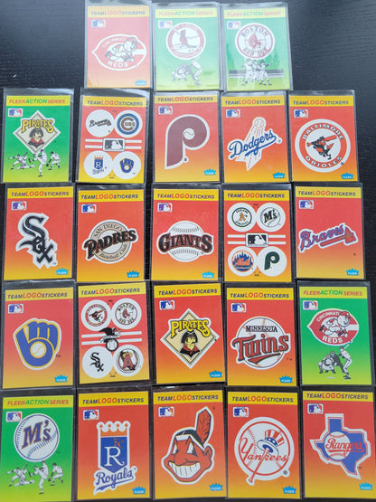 Vintage 1990's FLEER MLB BASEBALL Team Logo Stickers Lot Of 23