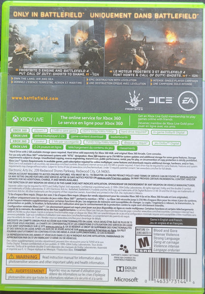 BATTLEFIELD 4 - Microsoft XBOX - CIB Pre-Owned Great Shape Tested & Working