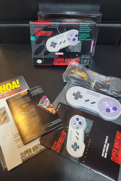 SNS-005 Controller (SNES) - Super Nintendo Ent. 1991 PRISTINE Condition FACTORY PLASTIC - (REAL CIB)