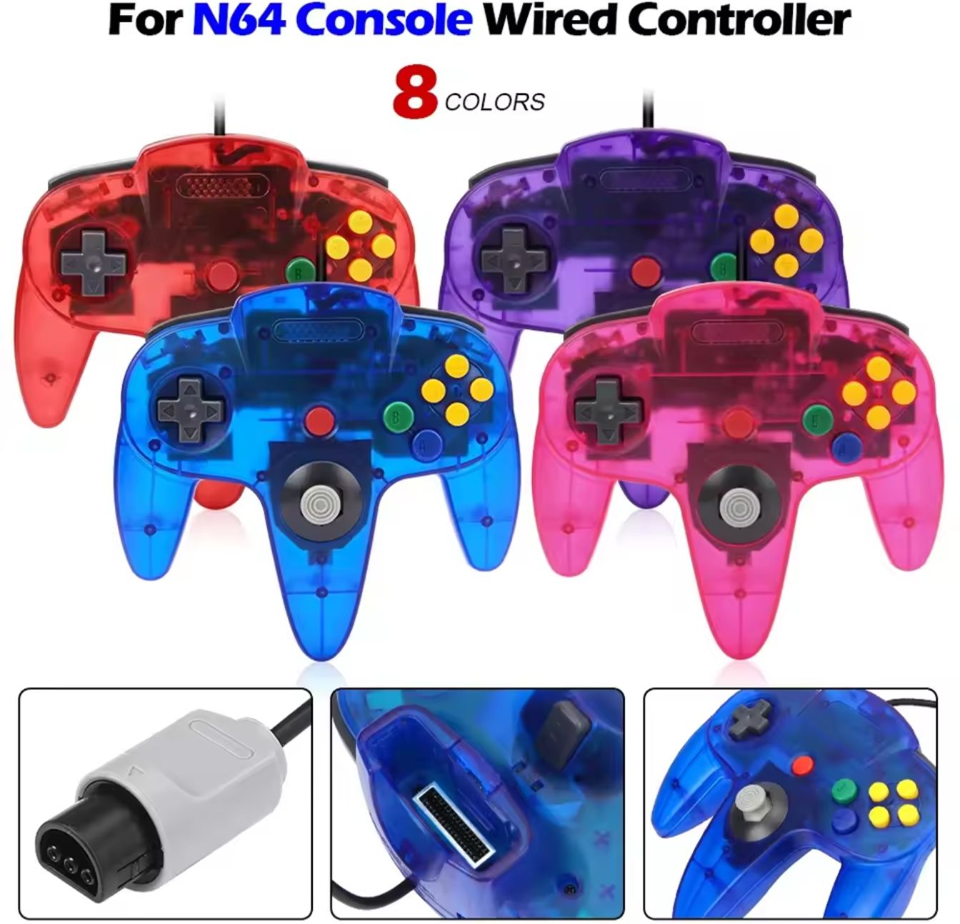 Nintendo 64 (N64) Wired Controller | Translucent Colors | Replacement Gamepad | Brand New