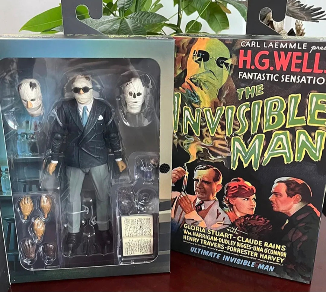 1/12 H.G. Wells Fantastic Sensation: The Invisible Man 7" NECA Ultra Detail PVC Action Figure Multiple Accessories + HEADS + Hands