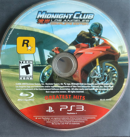 Midnight Club Los Angeles DISC Only – Sony PlayStation 3 (PS3) | Pre-Owned, Tested & in Great Condition