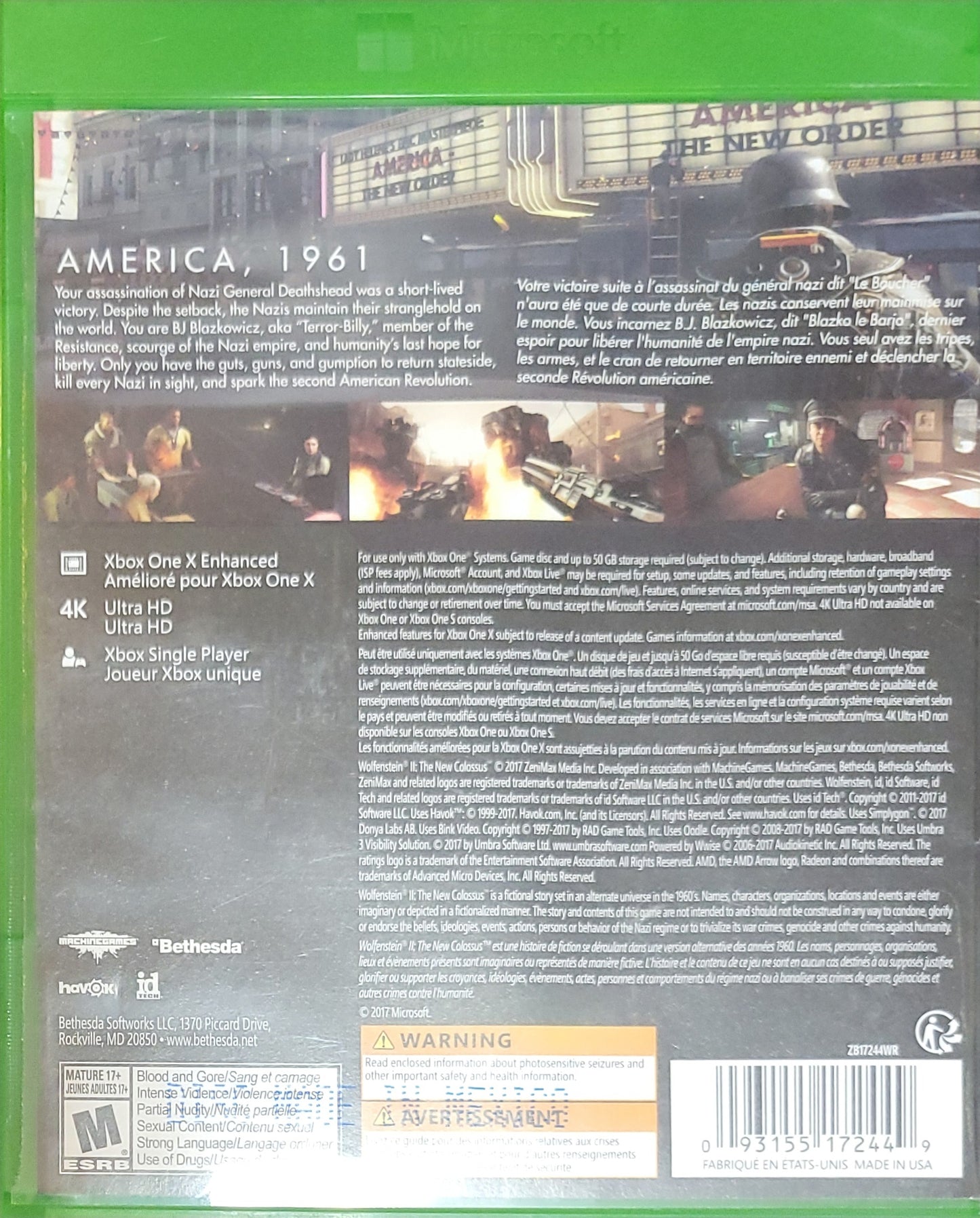 Wolfenstein 2: The New Colossus – Microsoft Xbox One CIB – Pre-Owned – RE-SEALED (2017)