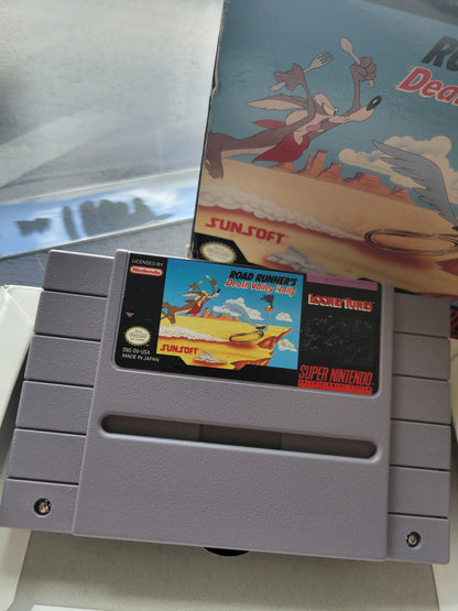 Authentic Road Runner's Death Valley Rally CWB Complete With Box - SNES - Super Nintendo Ent. System NTSC Cartridge + Plastic Protector