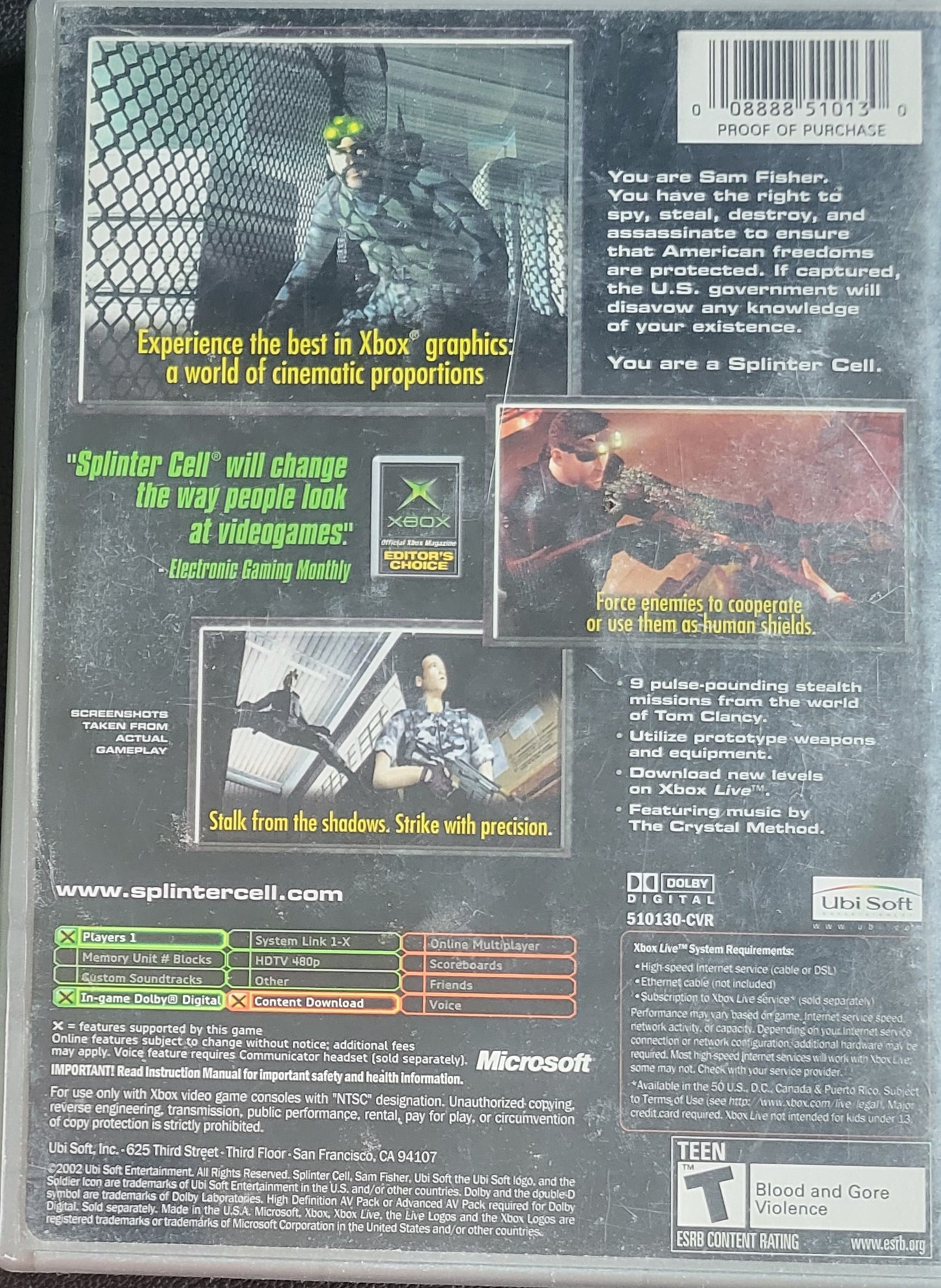 Splinter Cell *Platinum Hits* (CIB) OG Microsoft XBOX  Pre-Owned Great Shape Tested & Working CLEAN DISC
