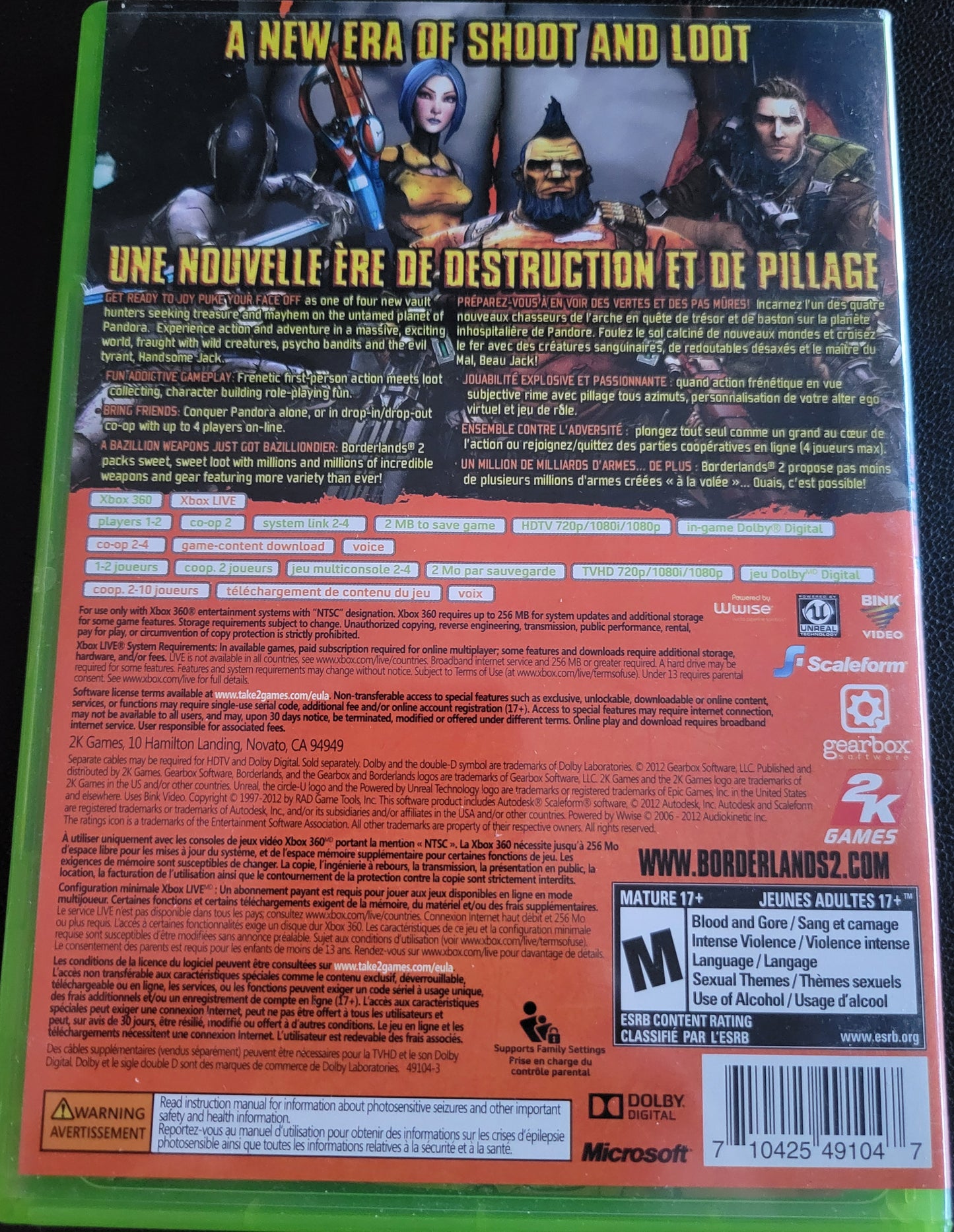 BORDERLANDS 2 - Microsoft XBOX 360 - MINT CIB Pre-Owned Great Shape Tested & Working