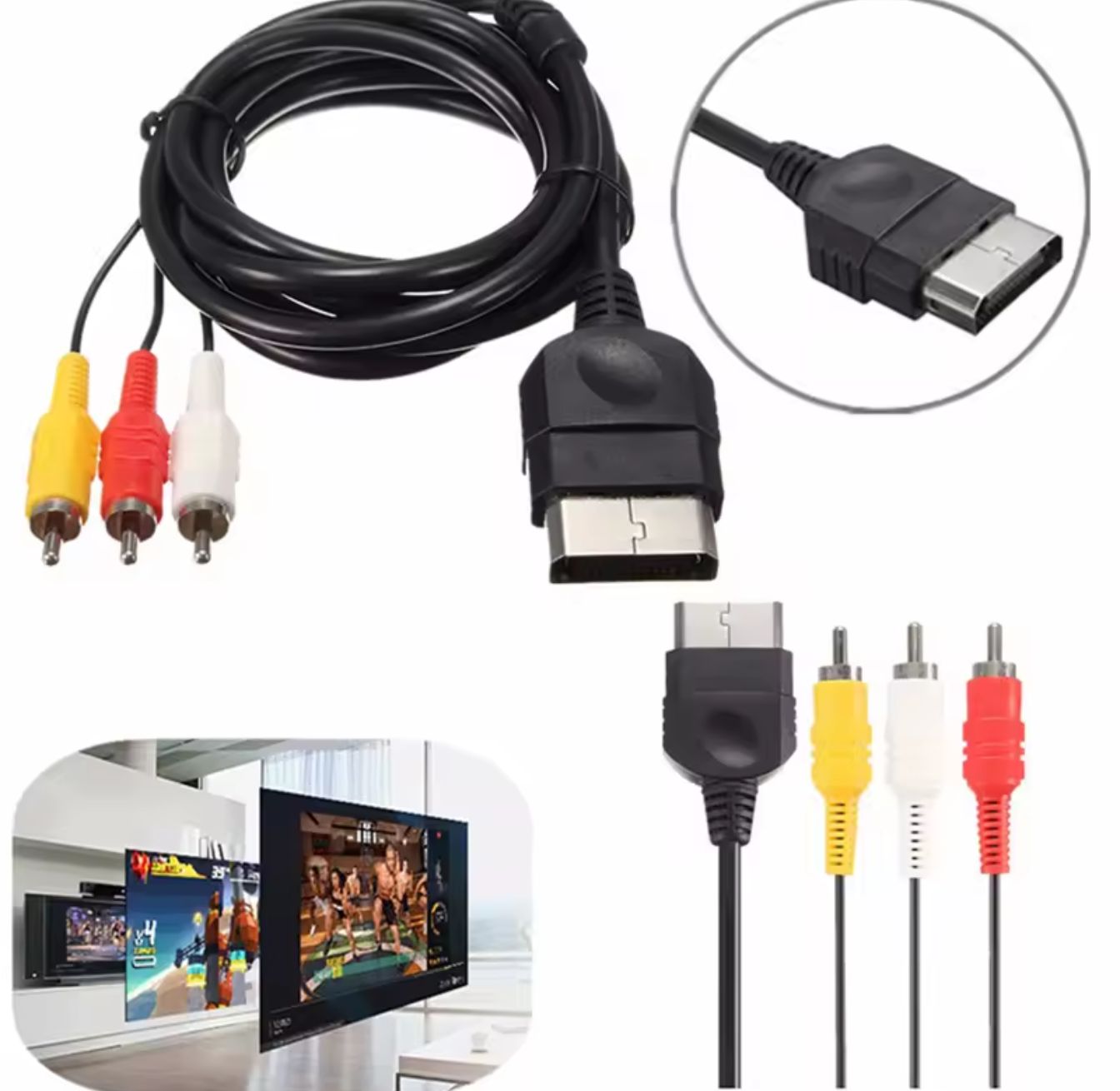 Xbox 360 AV Cable (Aftermarket) | Black or Gray | Replacement Audio Video Cable